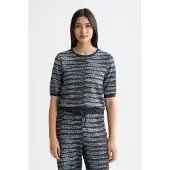 Scotch & Soda Lurex Jacquard Knitted Tee Charcoal Art Größe: L | Pullover Outlet | Damen | Schwarz