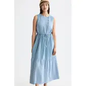 Scotch & Soda Midi Dress With Gathered Waist Faded Denim Größe: 36 | Maxikleider Outlet | Damen | Blau