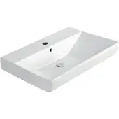 Sanicomfort Waschbecken OPIA, eckig, 45 cm, Waschtisch aus Sanitärkeramik, weiß