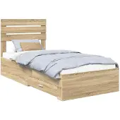 vidaXL Bettrahmen mit Kopfteil Sonoma-Eiche 90 x 200 cm Holzwerkstoff