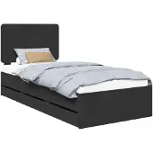 vidaXL Bettrahmen mit Schubladen Schwarz 75 x 190 cm Ingenieurs Holz