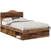 vidaXL Bettrahmen Altholz 135 x 190 cm Massives Kiefernholz