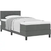 vidaXL Boxspringbett mit Kopfteil Dunkelgrau 90 x 200 cm Stoff