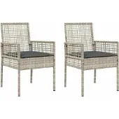 vidaXL Gartenstuhl 2 Stk. Hellgrau Poly-Rattan