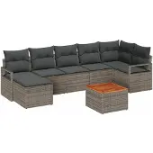 vidaXL Gartensofa-set mit Kissen 8 pcs Grau Poly-Rattan