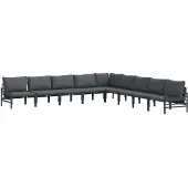 vidaXL Gartensofa-set 9 stk. Schwarz Stahl