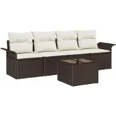 vidaXL Sofa Set 5 stk. Braun Poly-Rattan