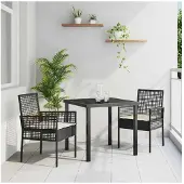 vidaXL Gartenstuhl 2 stk. Schwarz Poly-Rattan