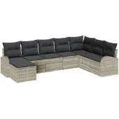 vidaXL Gartensofa-set 8 stk. Hellgrau [Synthetisch]: Poly Rattan