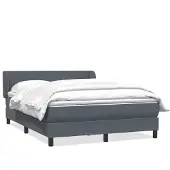vidaXL Boxspringbett mit Matratze Dunkelgrau 160x210 cm Samt