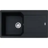 Franke Spüle URBAN UBG 611-86 in BLACK MATT mit Excenterbedienung Drehknopf Edelstahl / Ausschnittmaß 840 x 480 mm R15 / Granitspüle