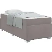 vidaXL Bettrahmen mit Matratze Taupe 90 x 190 cm Stoff
