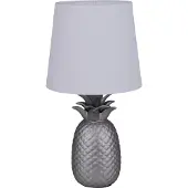 Näve Tischleuchten - Keramik-Tischleuchte "ANANAS" weiß / silbermatt, Tischlampe im Klassik Stil, aus Keramik in silber, 45 cm hoch, Ø 23 cm, E14-Fassung – Schnurschalter