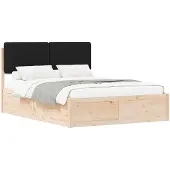 vidaXL Bettgestell mit gepolstertem Kopfteil Schwarz 140 x 200 cm