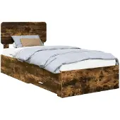 vidaXL Bettrahmen Geräucherte Eiche 90 x 190 cm Holzwerkstoff
