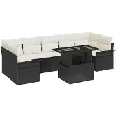 vidaXL Gartensofa-set 8 Stk. Schwarz [Synthetisch]: Poly Rattan