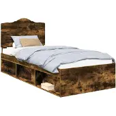 vidaXL Bettrahmen Räuchereiche 90 x 190 cm Massives Kiefernholz