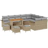 vidaXL Garten-Sofa-Set 13 stk. 12-Sitzanzahl Beige und Hellgrau