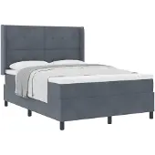 vidaXL Boxspringbett mit Kopfteil Dunkelgrau 160 x 200 cm Samt