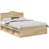 vidaXL Bettrahmen Sonoma-Eiche 150 x 200 cm Massives Kiefernholz