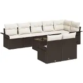 vidaXL Gartensofa-set 9 stk. Braun Poly-Rattan