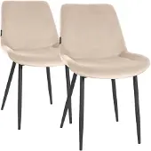 CLP 2er Set Esszimmerstühle Victoria Samtbezug gepolstert mit Rückenlehne creme