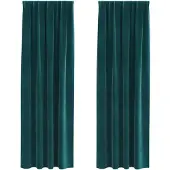 vidaXL Verdunkelungsvorhänge 2 pcs Dunkelgrün 140 x 260 cm Samt