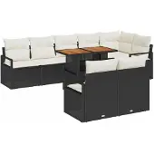 vidaXL Gartensofa-set 9 stk. 8-Sitzanzahl Schwarz und Creme