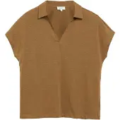s.Oliver Damen Poloshirt – Relaxed Fit, Flammgarn-Jersey, ärmellos, V-Ausschnitt
