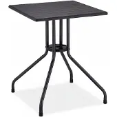 Relaxdays Gartentisch, HBT: 75x61x61 cm, Balkontisch Holzoptik, Kunststoff, Metall, Terrassentisch quadratisch, schwarz