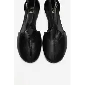 Forever & Always Fable Leder Ballerina mit Seitlichem Ausschnitt