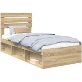 vidaXL Bettrahmen Sonoma-Eiche 75 x 190 cm Massives Kiefernholz