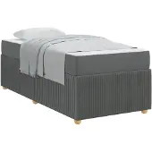 vidaXL Bettrahmen mit Matratze Dunkelgrau 90 x 190 cm Stoff