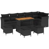 vidaXL Garten-Sofa-Set 10 stk. 6-Sitzanzahl Schwarz