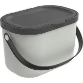 Rotho Biomülleimer 3,2 L Albula - Mülleimer 22,2 x 17,2 x 14,7 cm - Abfalleimer mit Deckel - Müllbehälter mit Griffen - Küchenabfalleimer