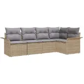 vidaXL Gartensofa-set 5 stk. Beige Poly-Rattan