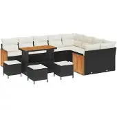 vidaXL Gartensofa-set 14 stk. 10-Sitzanzahl Schwarz und Creme