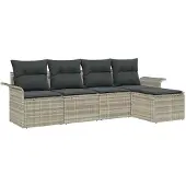 vidaXL Outdoor-Sofa 5 Stk. Hellgrau Poly-Rattan