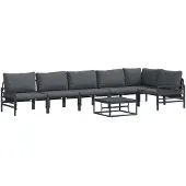 vidaXL Gartensofa-set 7 stk. Schwarz Stahl