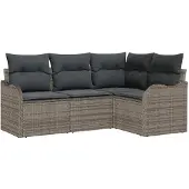 vidaXL Gartensofa-set 4 stk. Grau Poly-Rattan