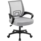 Yaheetech Bürostuhl Schreibtischstuhl ergonomischer Drehstuhl Chefsessel mit Mesh Netz Wippfunktion Grau