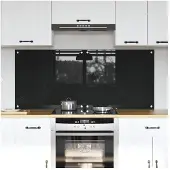 vidaXL Küchenrückwand 2 pcs Schwarz 70 x 60 cm Gehärtetes Glas