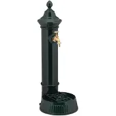 Relaxdays Standbrunnen Antik, mit Wasserhahn & Becken, HBT 72 x 26 x 31 cm, Wasserzapfsäule Garten, Terrasse, dunkelgrün