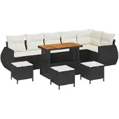 vidaXL Gartensofa-set 10 stk. 10-Sitzanzahl Schwarz und Creme