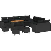 vidaXL Gartensofa-set 18 stk. 11-Sitzanzahl Schwarz Poly-Rattan
