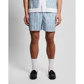 Lyle & Scott Badehose Herren Floral Loop Graphic Almond Cream / Parma Blue-XL