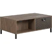 Trendteam Wohnen Fusion Couchtisch, Rostoptik Melamin/Perlbronze Tiefzieh Nachbildung, B/H/T ca. 110/37/60 cm