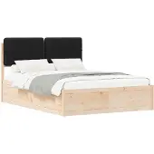 vidaXL Bettgestell mit gepolstertem Kopfteil Schwarz 150 x 200 cm