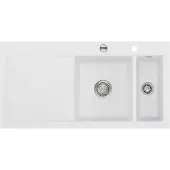 SYSTEMCERAM Flächenbündige Spüle MERA 100 F in SATIN Becken rechts - Excenterbedienung