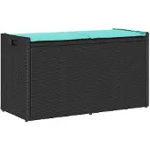 vidaXL Outdoor-Sitzbank mit Stauraum und Kissen Schwarz 100 cm